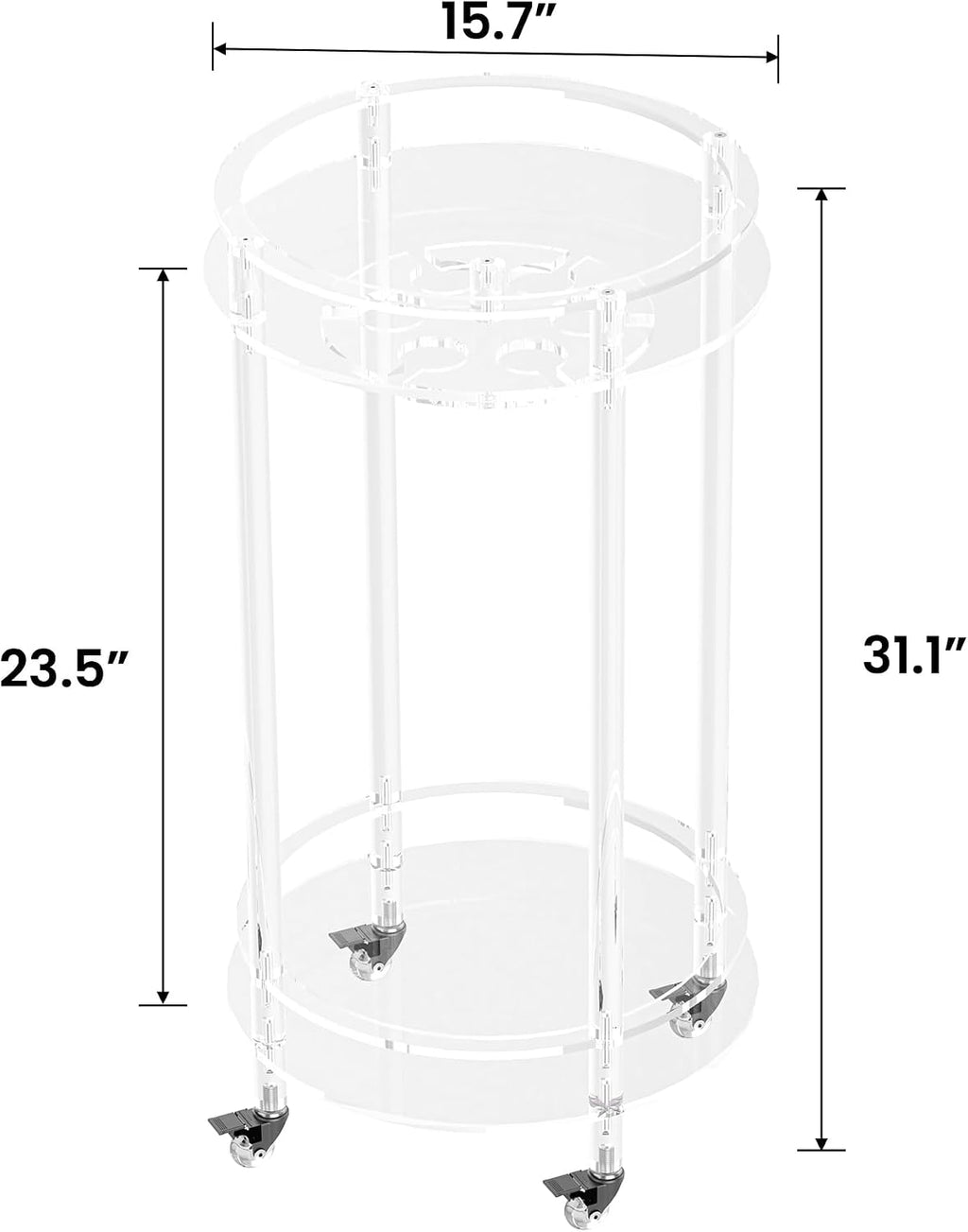 Acrylic Rolling Bar Cart Glass Holders