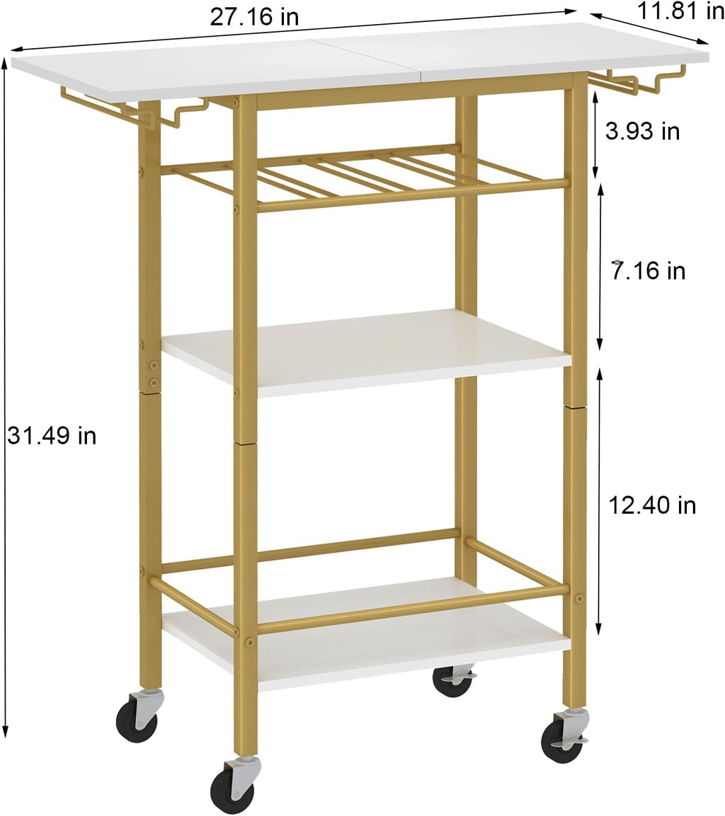 Gold Rolling Bar Cart Glass Holders