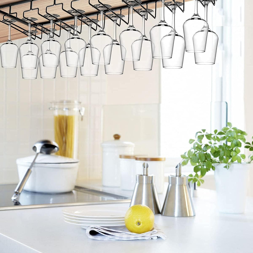 Matte Black Under Cabinet Glass Hanger