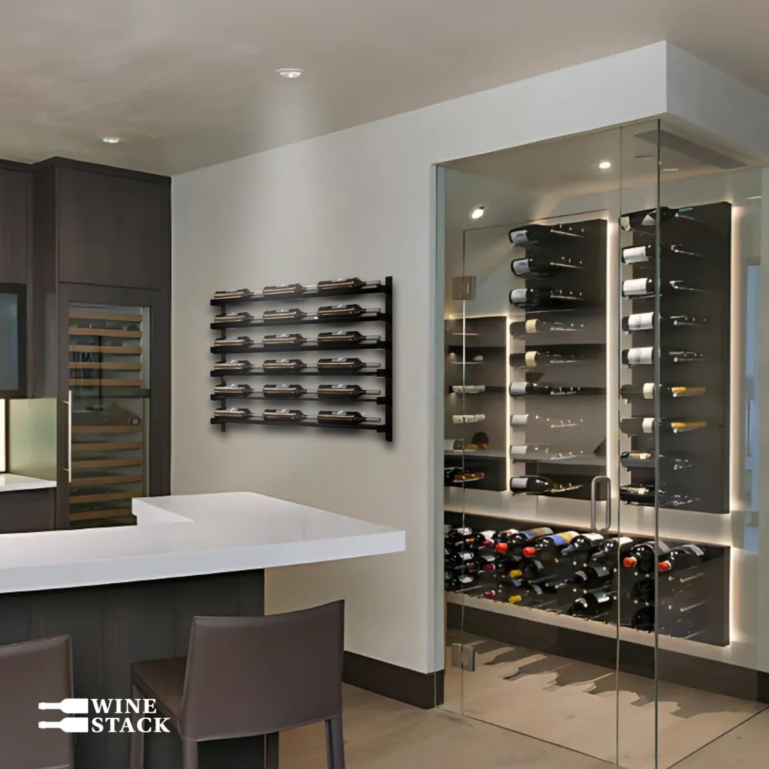 Black Metal Wall Wine Storage Rack