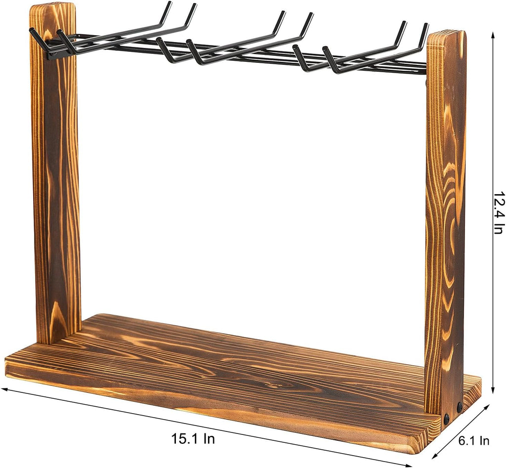 Wood Metal Wine Glass Display Rack
