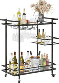 3-Tier Rolling Bar Cart Mirror Shelves