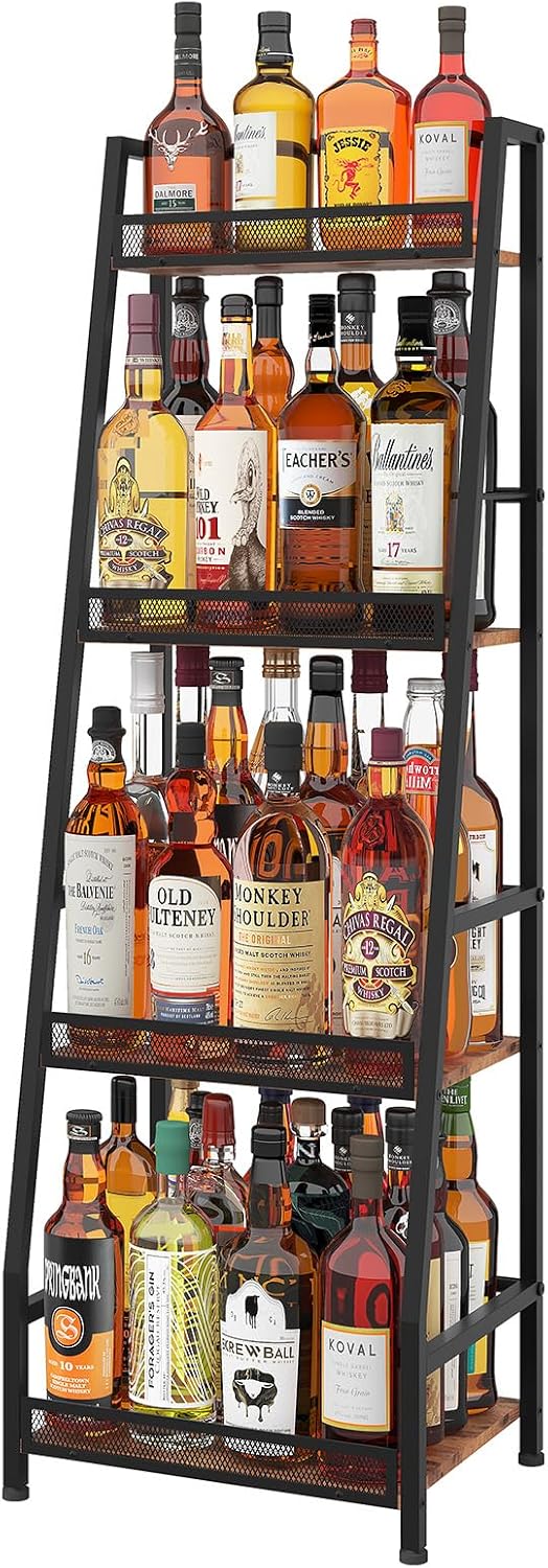 4-Tier Trapezoid Liquor Display Stand