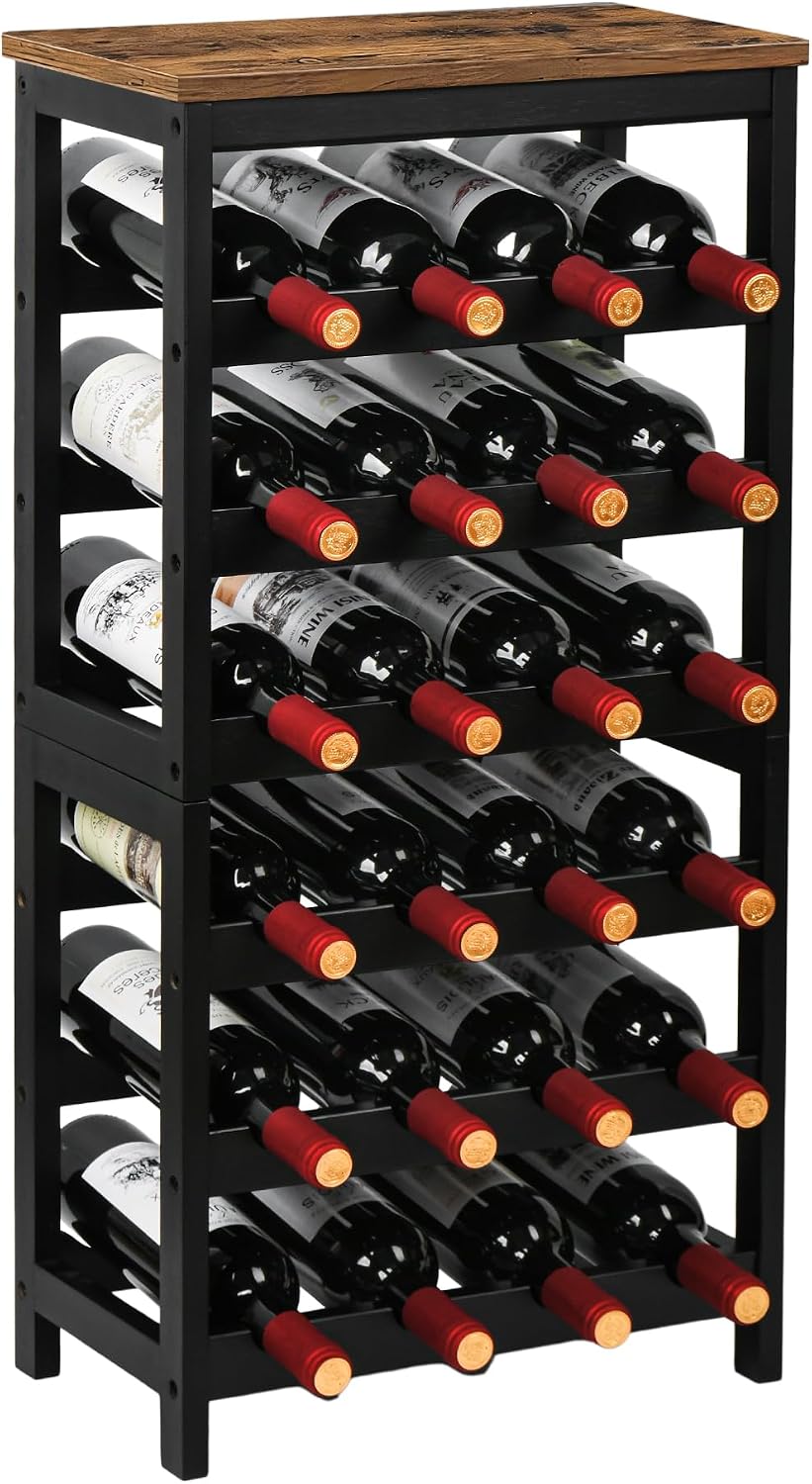 6-Tier Bamboo Freestanding Wine Display Rack