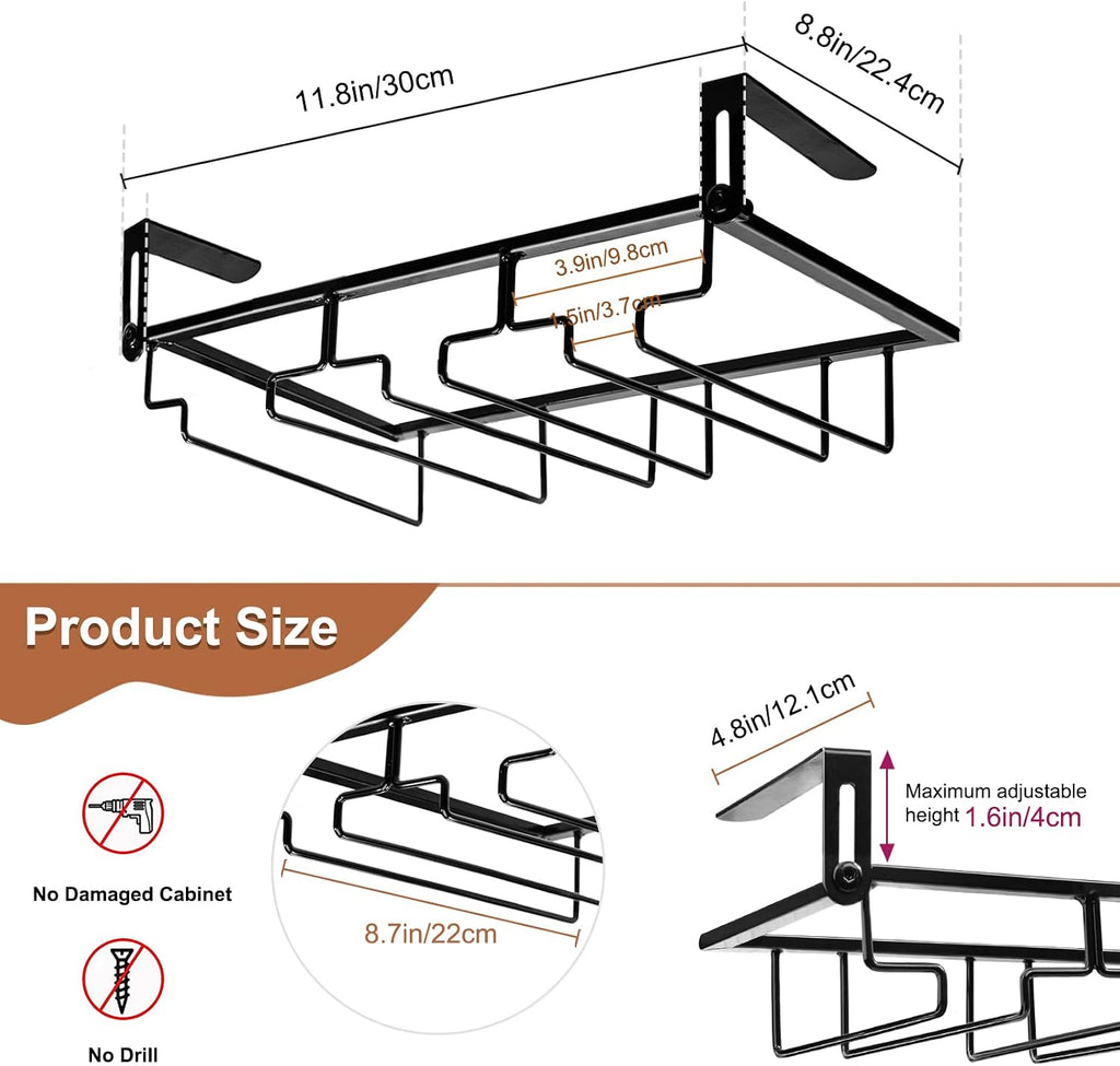 Punch-Free Under Cabinet Glass Rack