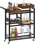 Bar Cart Wine Rack Glass Holder Tray