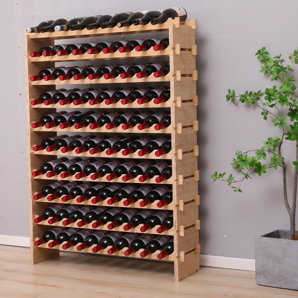 Stackable Modular Bamboo Wine Storage Rack