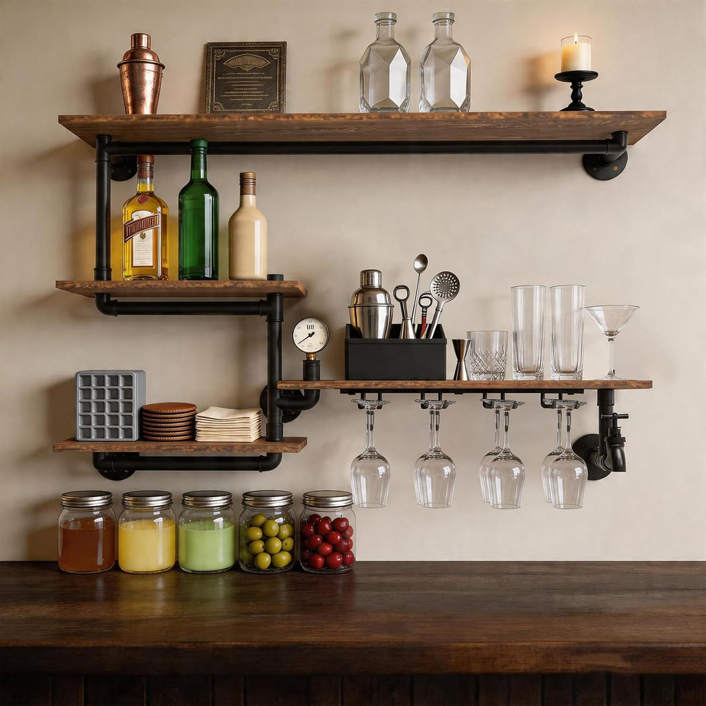 Industrial Wine Rack Glass Holder Shelf