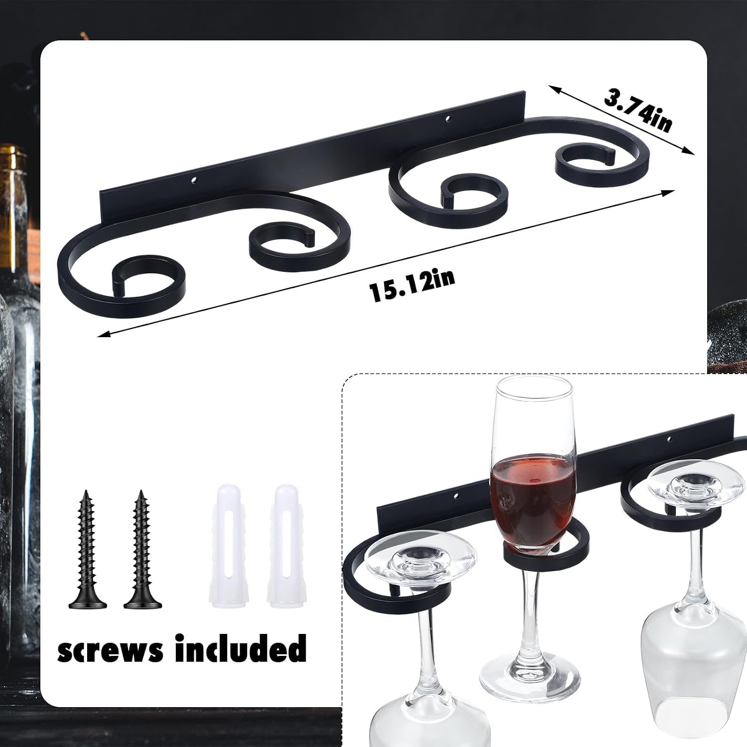 Wall Mount Metal Wine Glass Hanging Rack