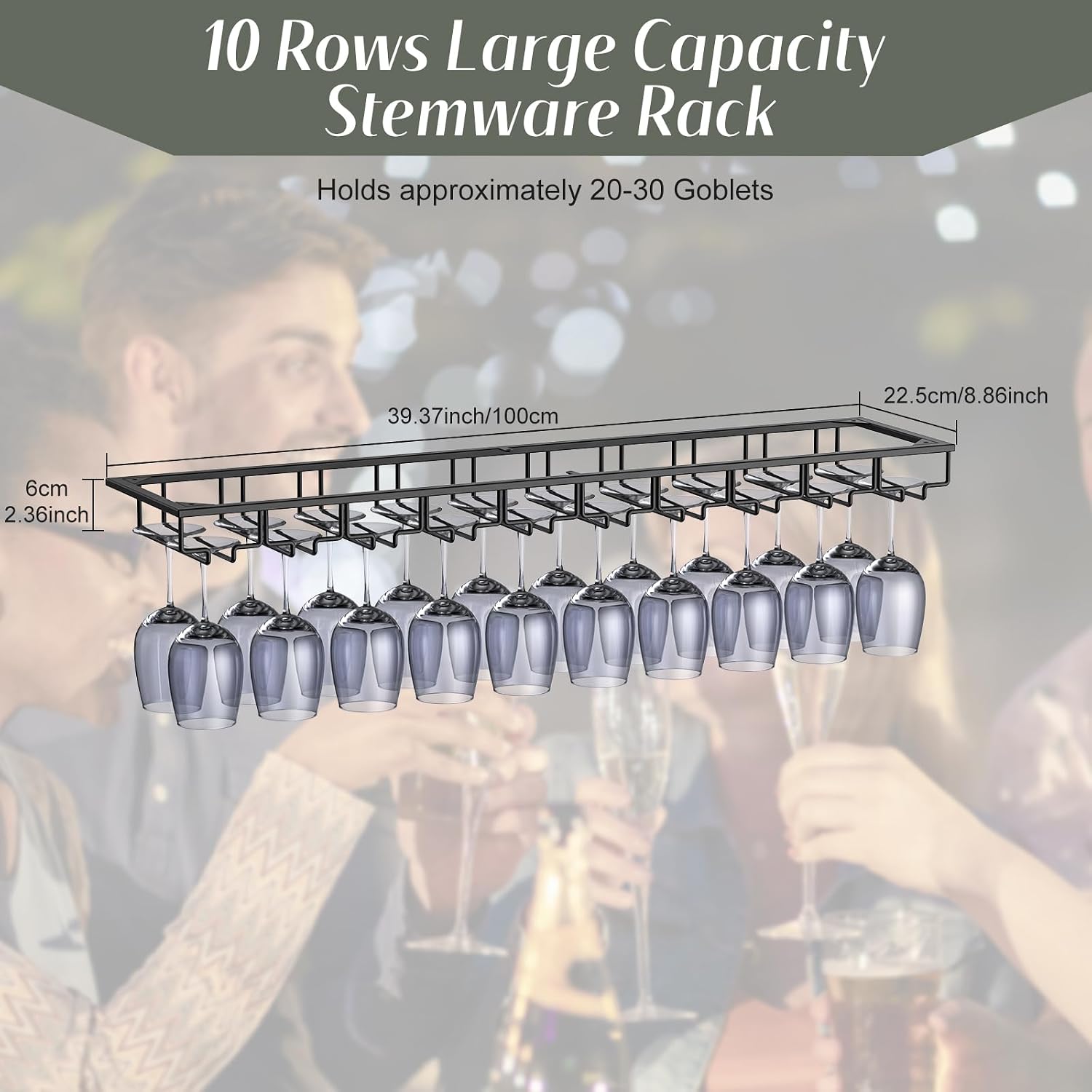 Under Cabinet Large Metal Stemware Rack