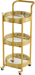 Golden Rolling Bar Cart Glass Holders
