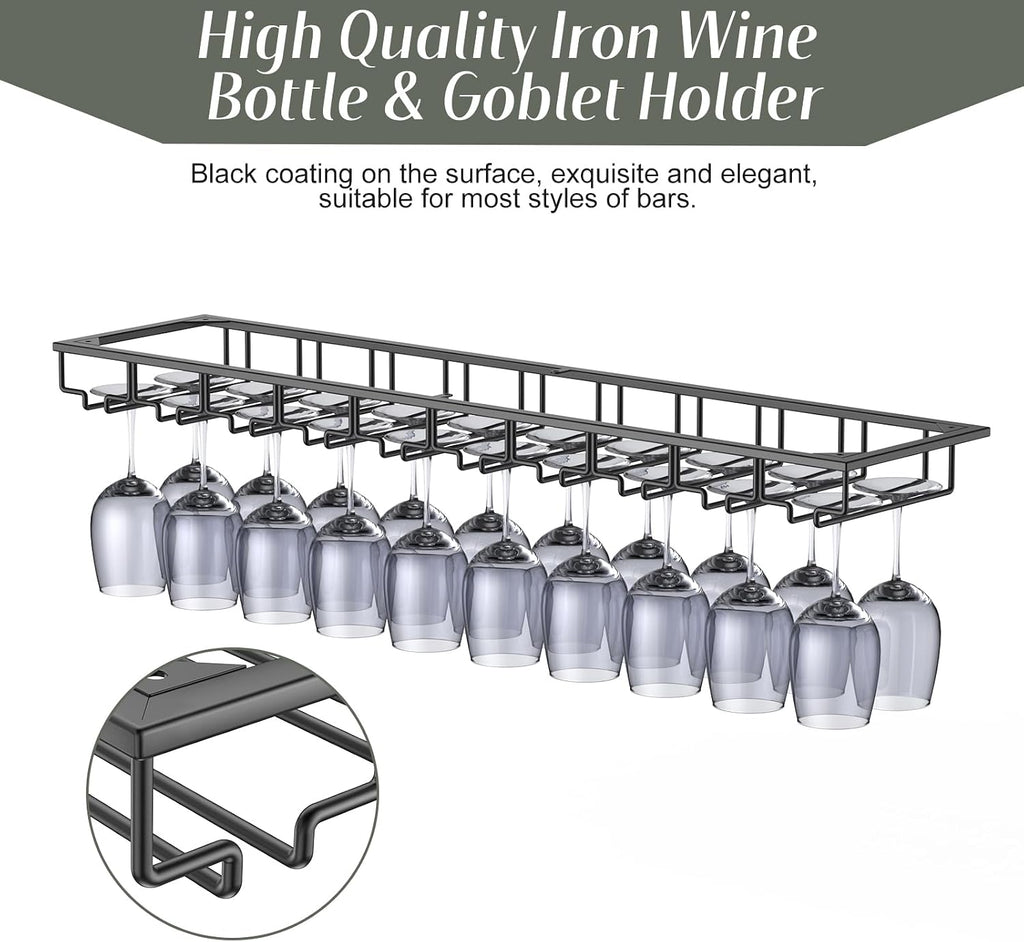 Under Cabinet Large Metal Stemware Rack