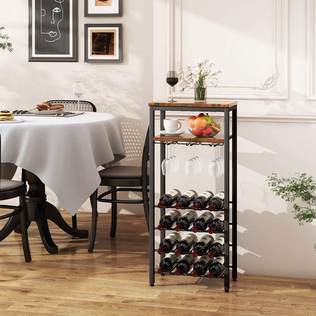 Freestanding Wine Rack With Glass Holder