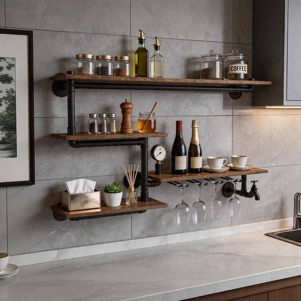 Industrial Wine Rack Glass Holder Shelf