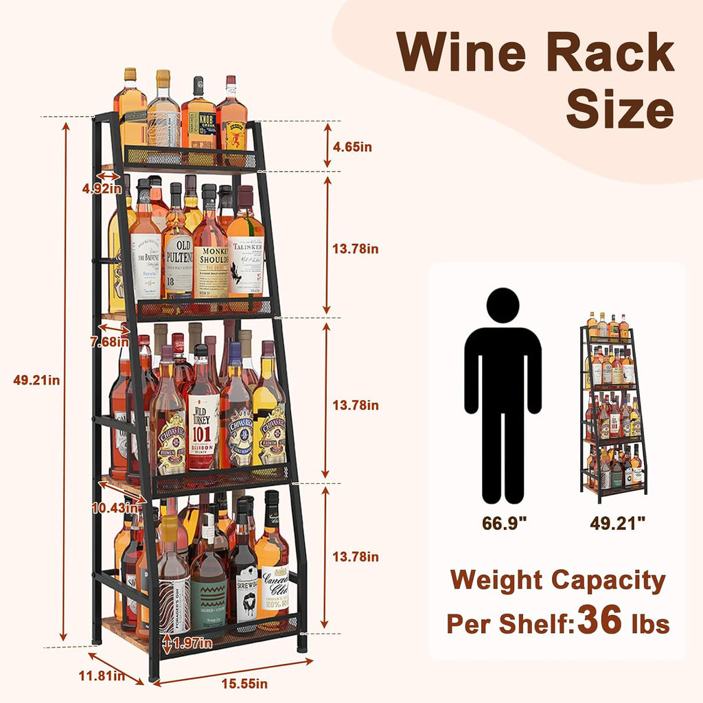 4-Tier Trapezoid Liquor Display Stand