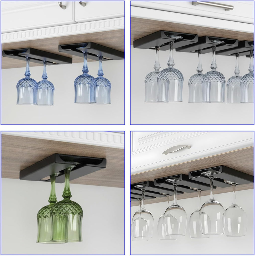 No Drill Under Cabinet Glass Holder