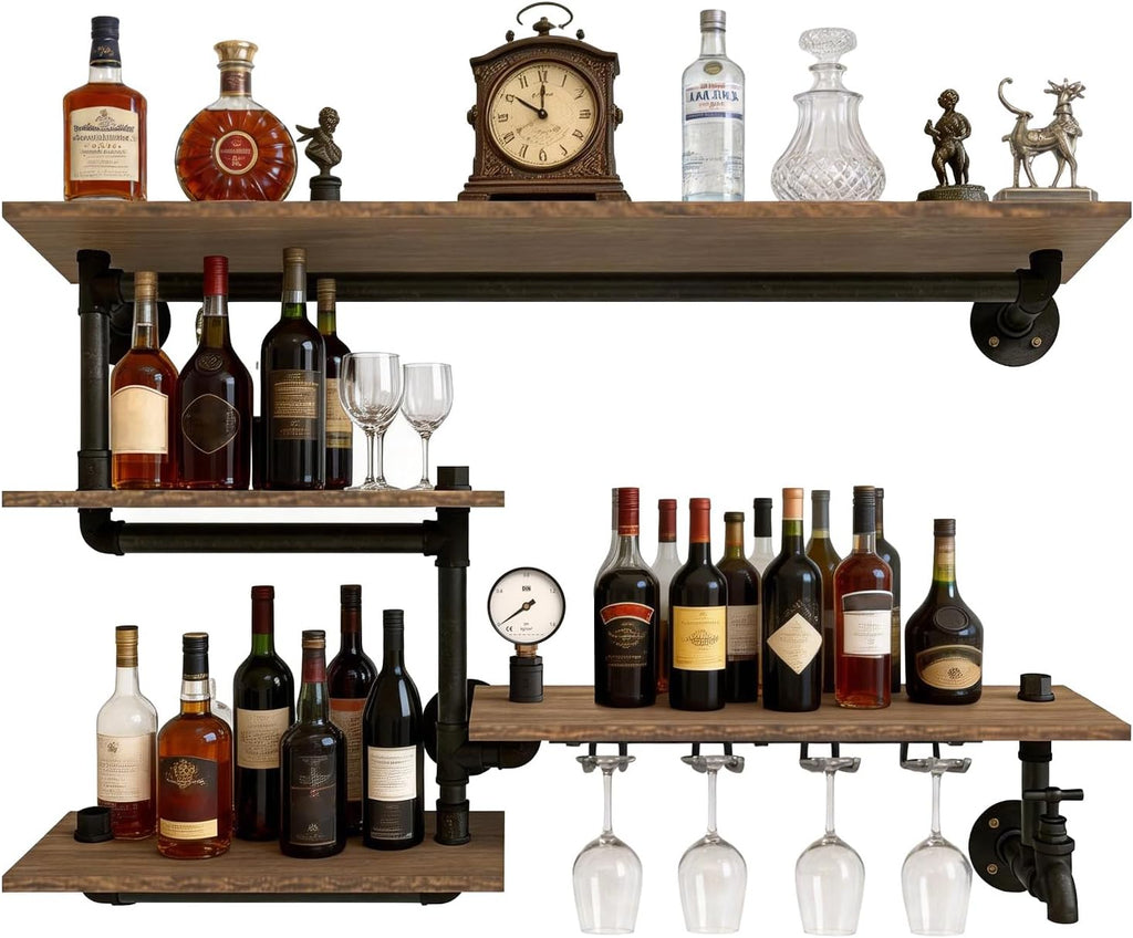 Industrial Wine Rack Glass Holder Shelf