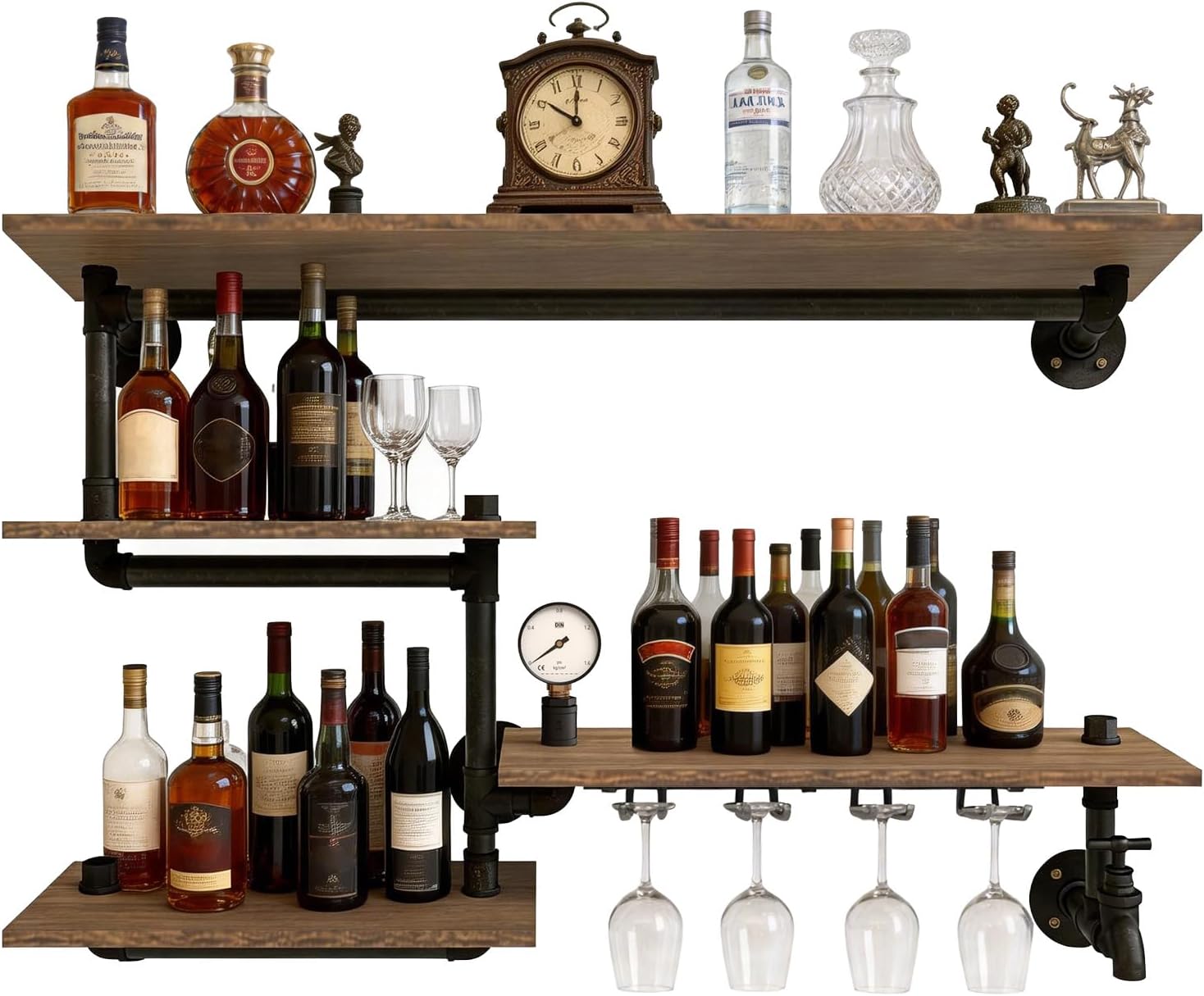 Industrial Wine Rack Glass Holder Shelf