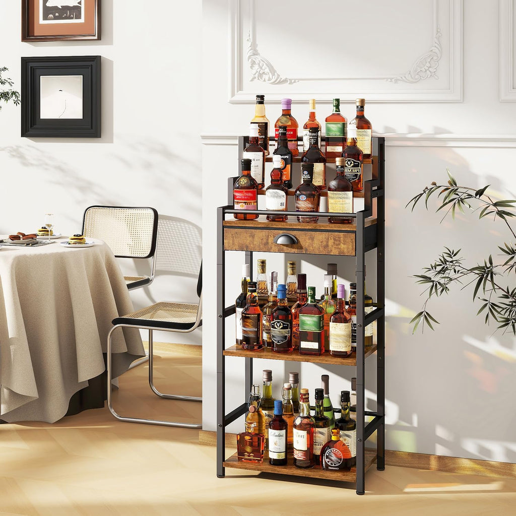 Freestanding Stepped Wine Display Cabinet