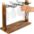 Wood Metal Wine Glass Display Rack