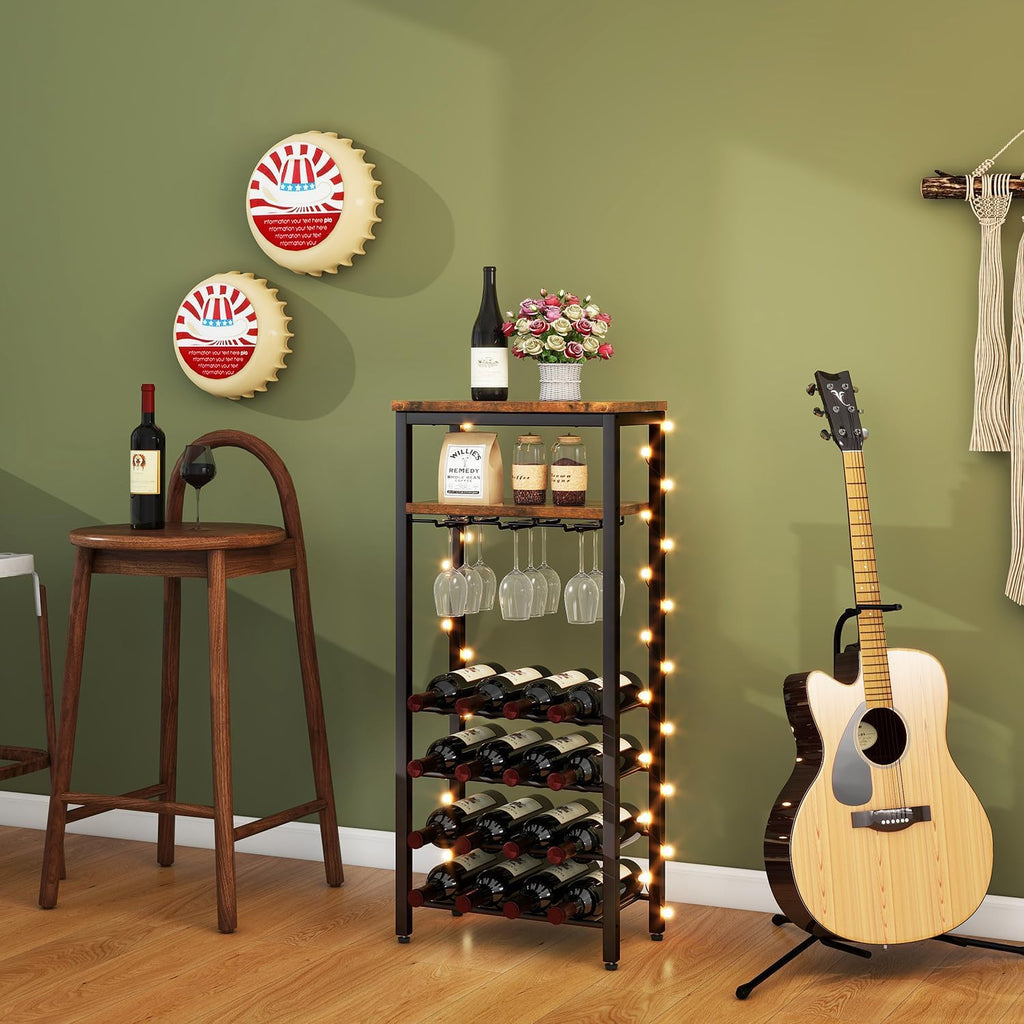 Freestanding Wine Rack With Glass Holder