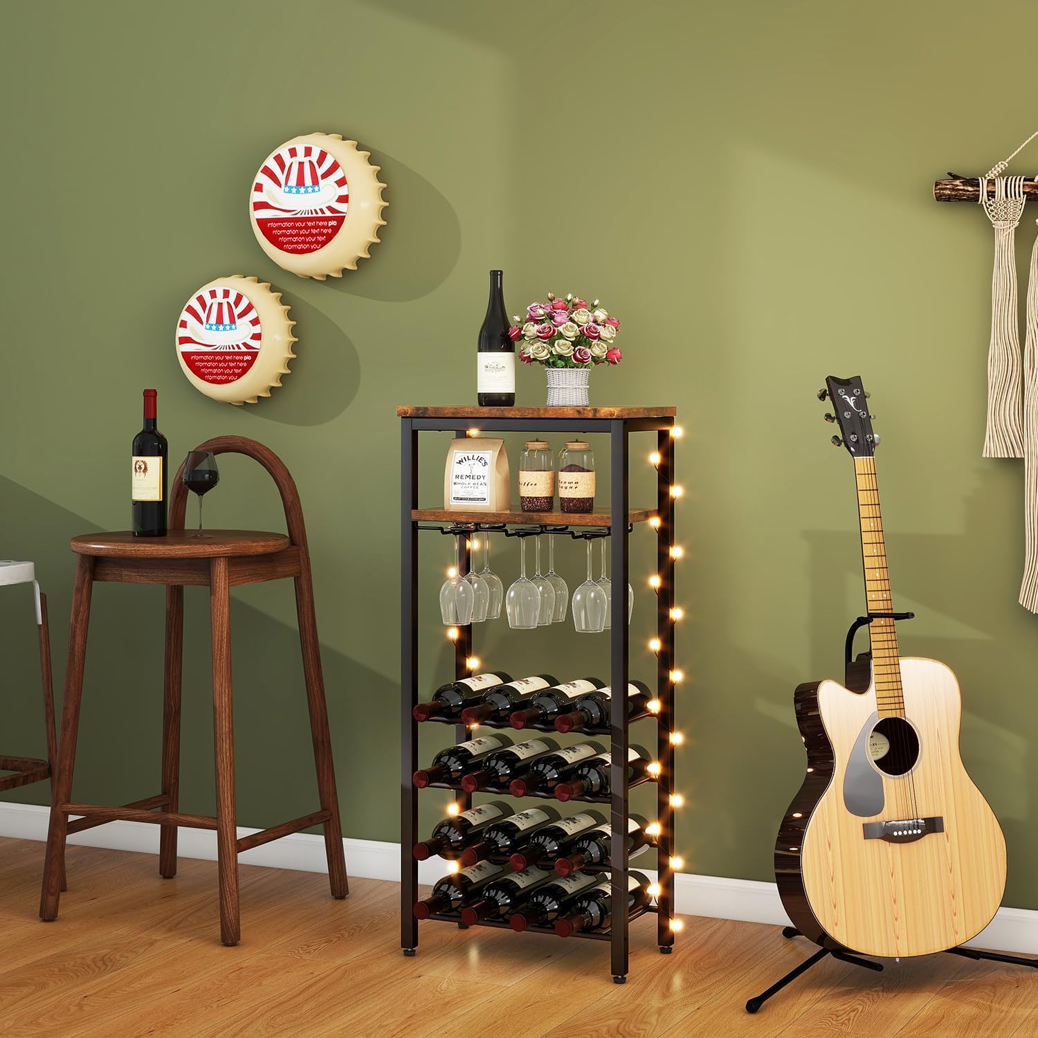 Freestanding Wine Rack With Glass Holder
