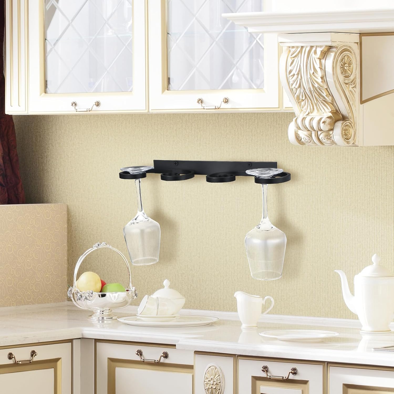 Wall Mount Metal Wine Glass Hanging Rack