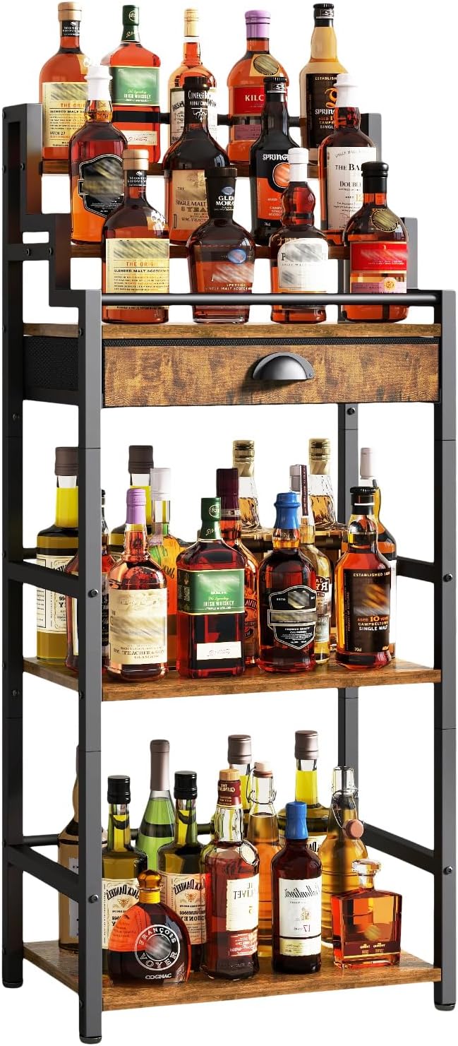 Freestanding Stepped Wine Display Cabinet