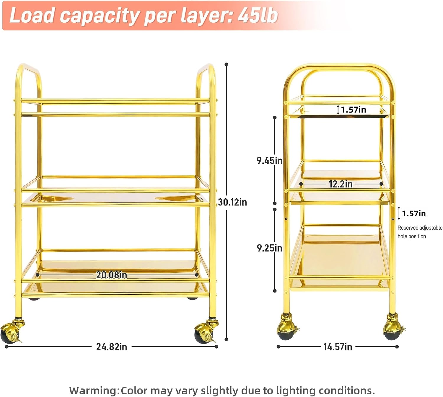 Gold Rolling Bar Cart Guardrail Design