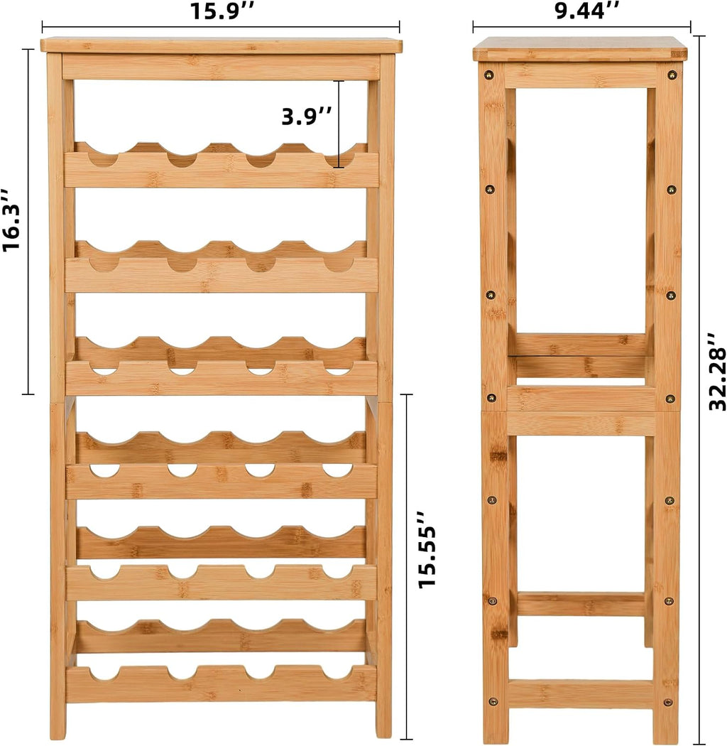 6-Tier Natural Bamboo Freestanding Wine Rack