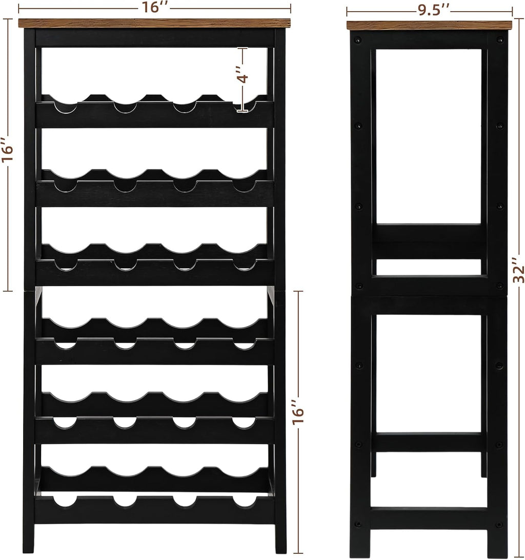 6-Tier Bamboo Freestanding Wine Display Rack