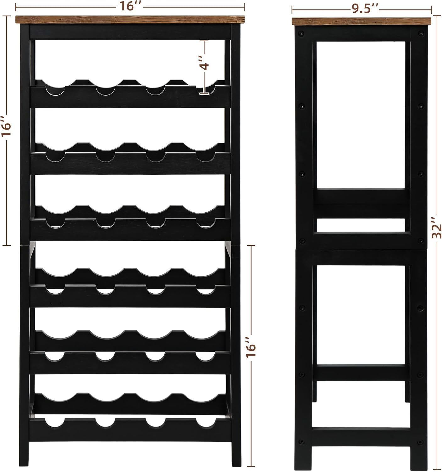 6-Tier Bamboo Freestanding Wine Display Rack