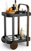 Rolling Bar Cart Removable Tray Shelves