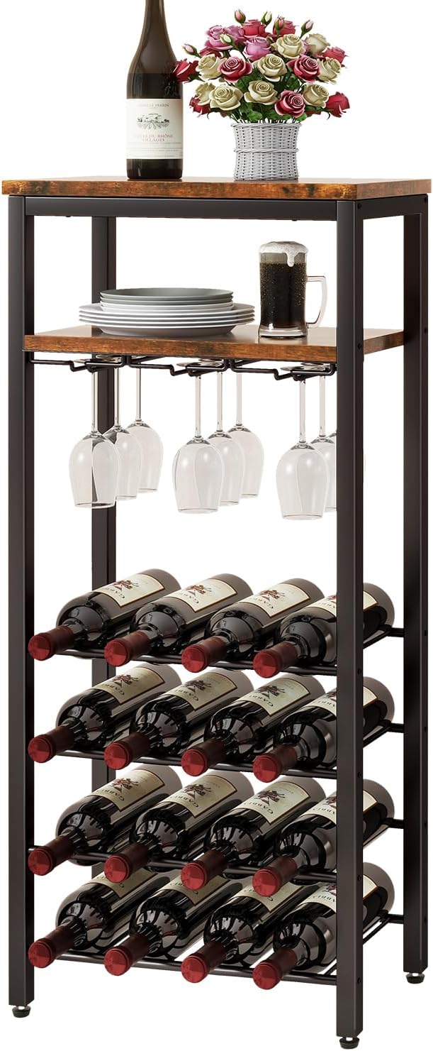 Freestanding Wine Rack With Glass Holder