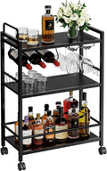 Rolling Bar Cart Wine Glass Holders
