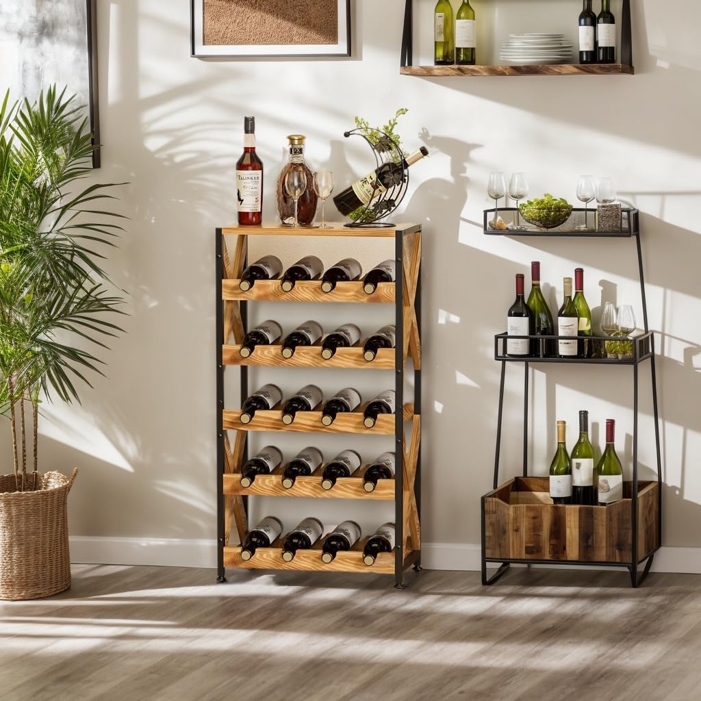 5-Tier Stackable Freestanding Wine Storage Rack