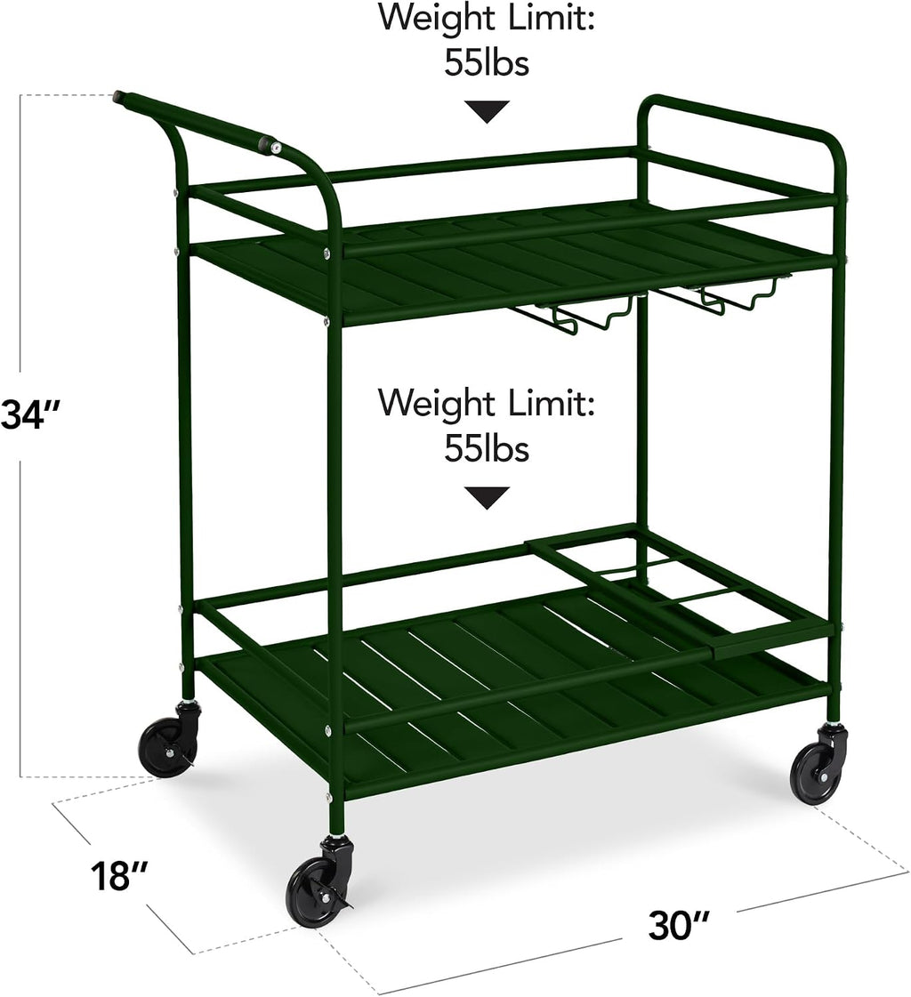 Rolling Bar Cart Wine Rack Shelves