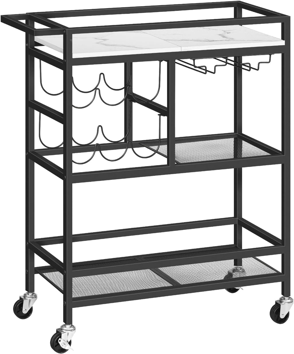 Rolling Bar Cart Wine Glass Holders