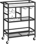 Rolling Bar Cart Wine Glass Holders