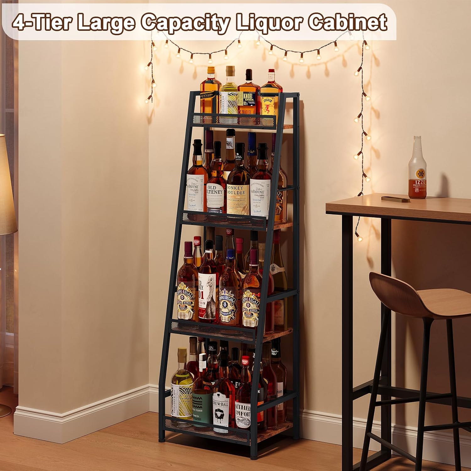 4-Tier Trapezoid Liquor Display Stand