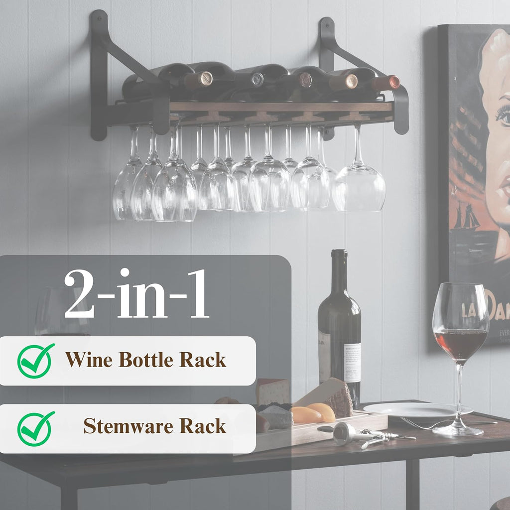 Wood Wine Rack Glassware Holder Shelf