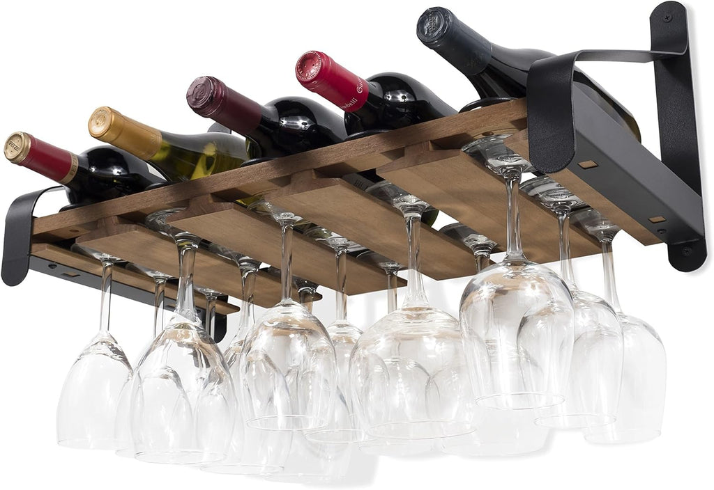 Wood Wine Rack Glassware Holder Shelf