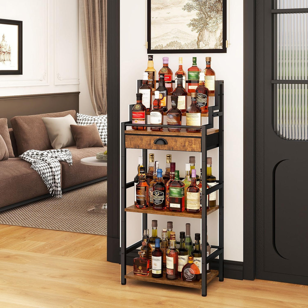 Freestanding Stepped Wine Display Cabinet