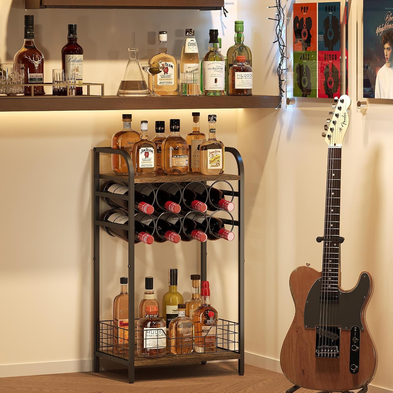 3-Tier Corner Liquor Wine Storage Cabinet