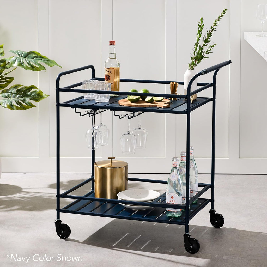 Rolling Bar Cart Wine Rack Shelves