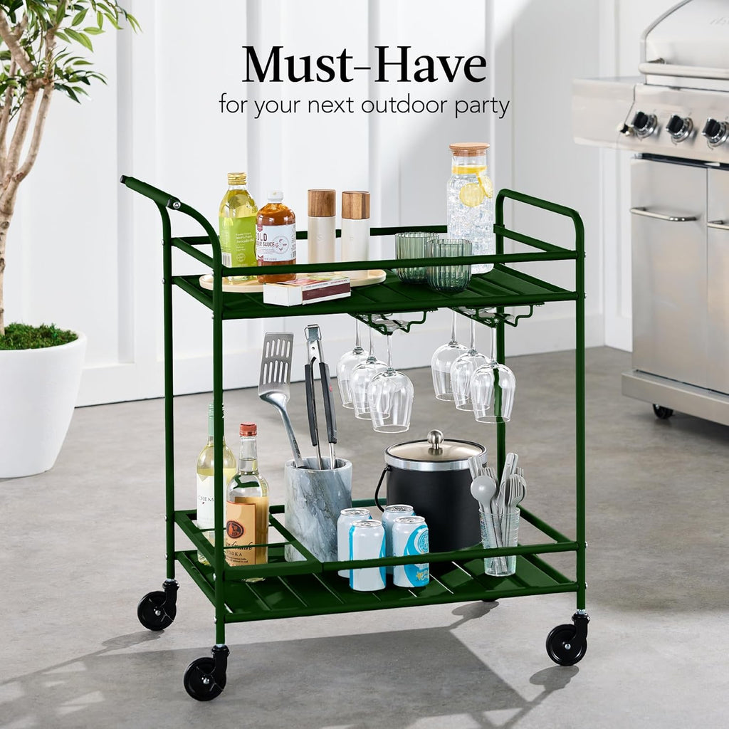 Rolling Bar Cart Wine Rack Shelves