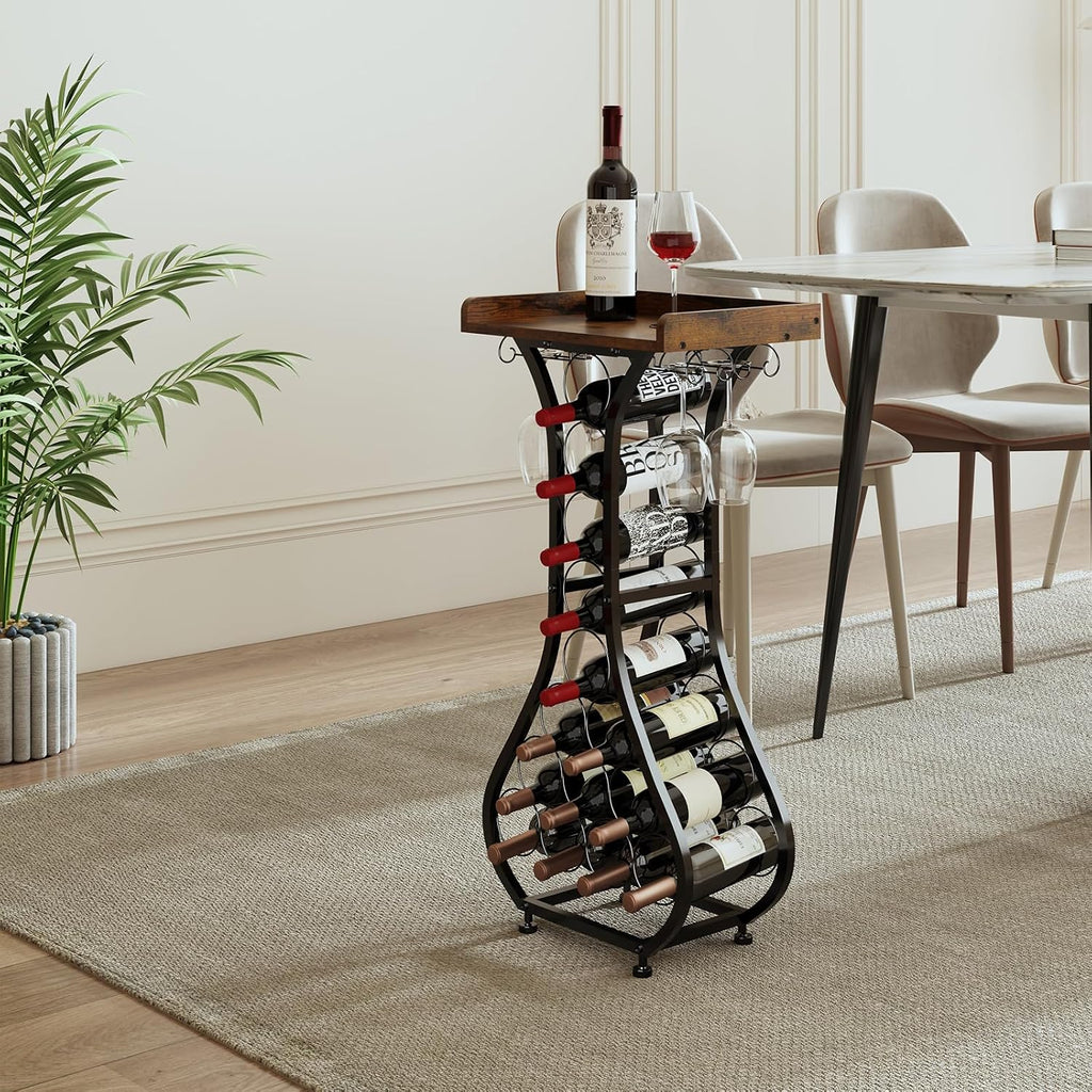 Freestanding Wine Rack With Glass Holder