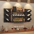 Metal Wood Wine Rack Glass Holder