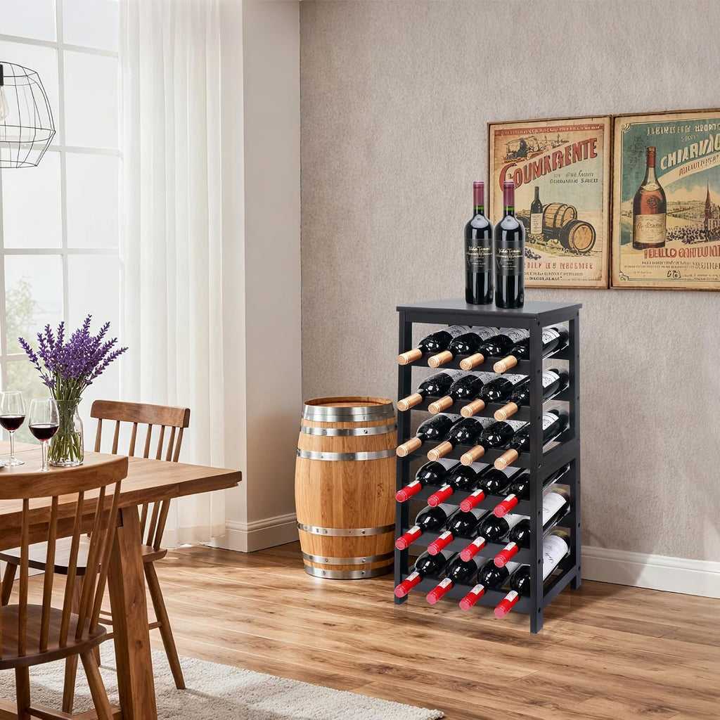 6-Tier Bamboo Freestanding Wine Storage Rack