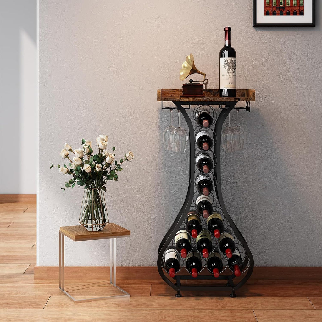 Freestanding Wine Rack With Glass Holder